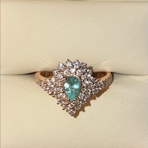 Paraiba Tourmaline Ring & Diamond Ring: 14kt RG